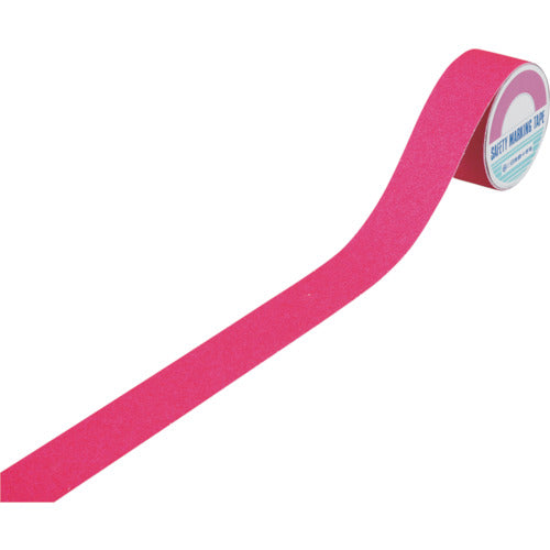 緑十字 滑り止めテープ 蛍光ピンク ASS−55FP 50mm幅×5m 塩ビ+鉱物粒子 屋内外兼用