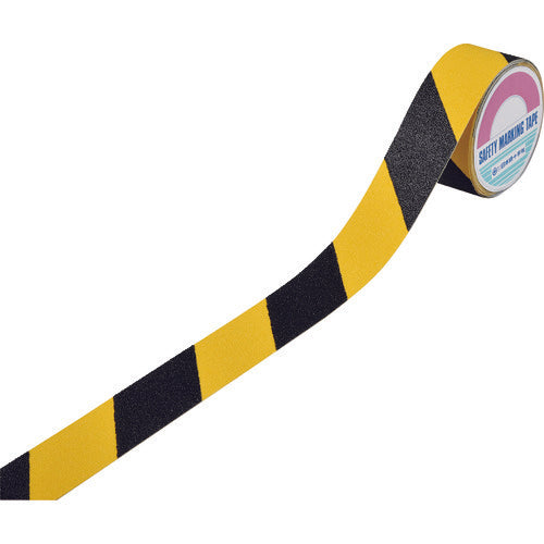 緑十字 滑り止めトラ柄テープ 黄/黒 ASS−55NTR 50mm幅×5m 塩ビ+鉱物粒子 屋内外兼用