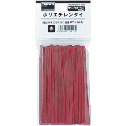 TRUSCO(トラスコ) ポリエチレンタイ 幅4mm×長さ100mm 赤 (200本入)