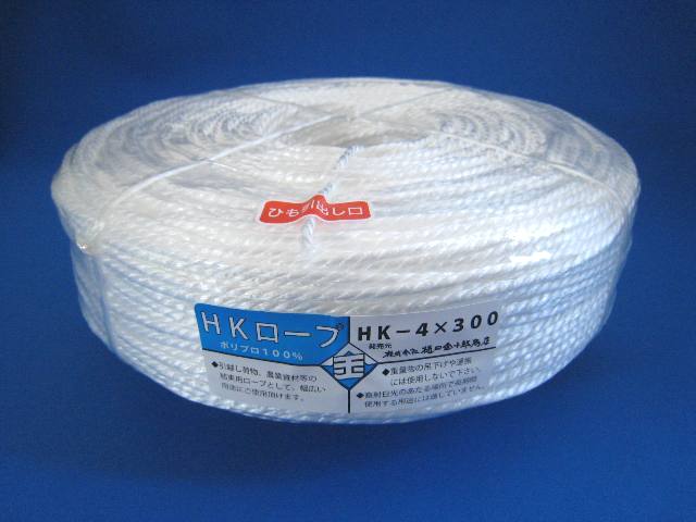 ポリプロピレン製ソフトロープ4mmロープ300m巻(白色)