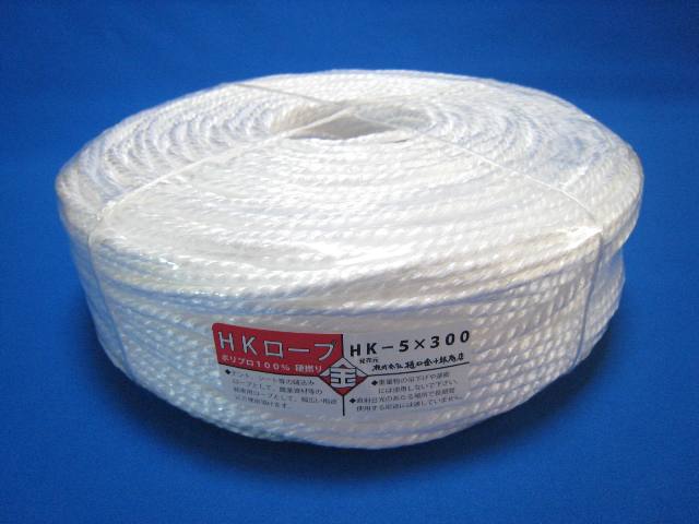 ポリプロピレン製ソフトロープ5mmロープ300m巻(白色)