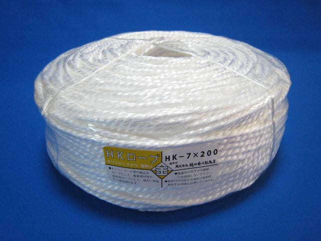 ポリプロピレン製ソフトロープ7mmロープ200m巻(白色)