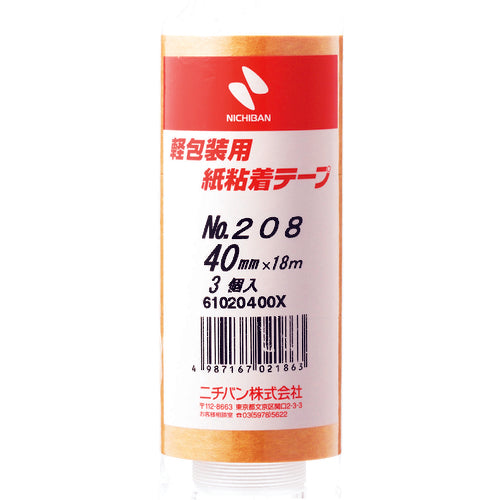 ニチバン 紙粘着テープ208H−40 40mmX18m(3巻入り)