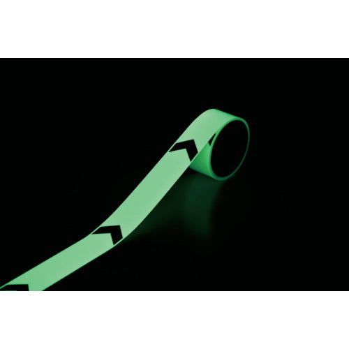 緑十字 高輝度蓄光ラインテープ(矢印付) FLAY−5010 50mm幅×10m 屋内用 PET