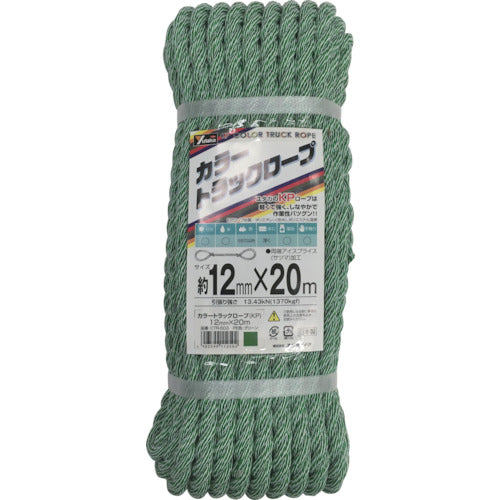 ユタカメイク カラートラックロープ 12mm×20m グリーン