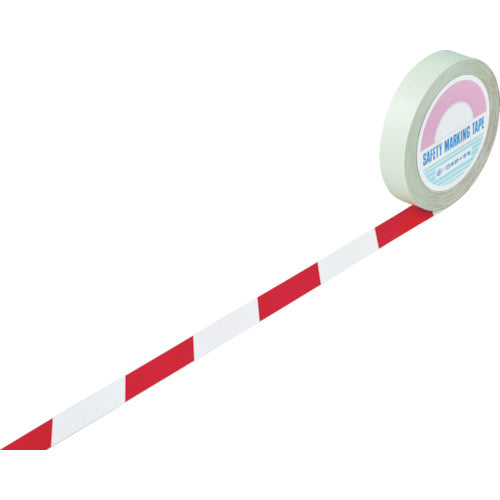 緑十字 ガードテープ(ラインテープ) 白/赤(トラ柄) GT−252WR 25mm幅×20m