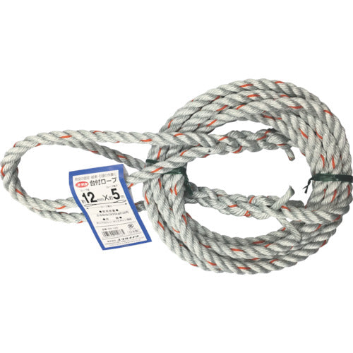 ユタカメイク 台付ロープ PE&PP混紡ロープ 12mmX5m