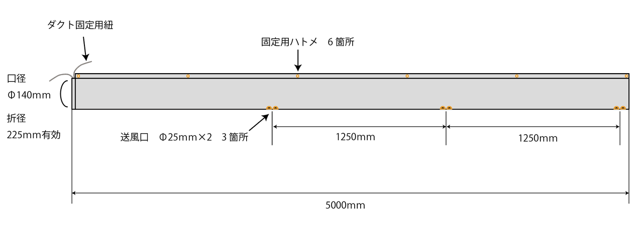 【冷風シェアダクトSK2502】スポットクーラーの送風延長・吹き出し口増設用ダクト