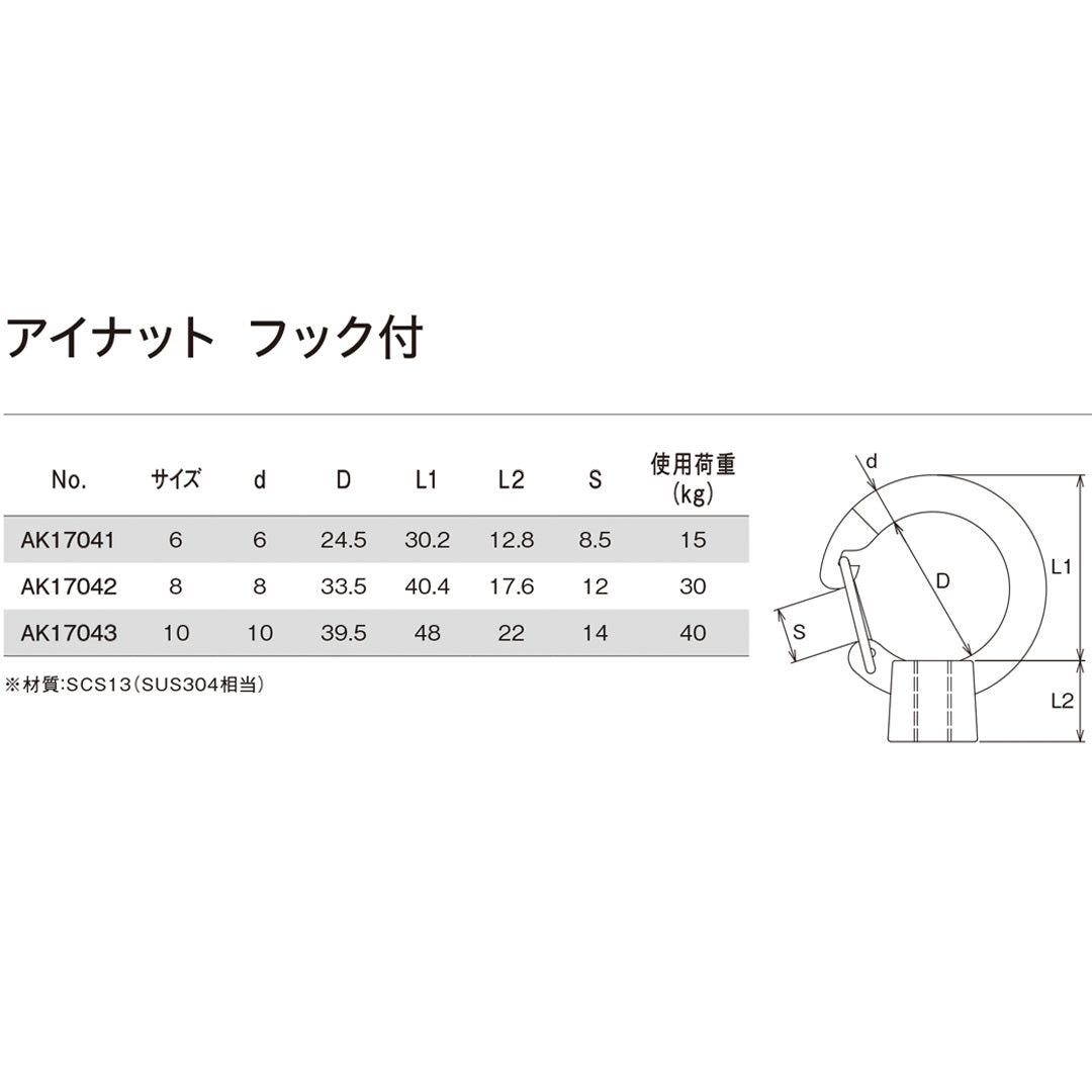 アイナット フック付
