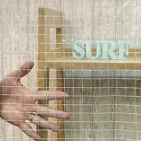 生地カットサンプル|VP-300G【防炎・薄手・防虫・帯電防止】オプトロンシートCG03防炎クリアグリーン 0.3mm