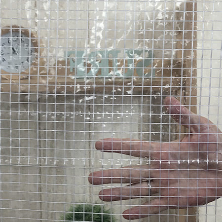 【防炎・薄手・防虫・帯電防止・耐候】KS-4000FT 0.4mm 糸入り透明ビニール(VP-400X)