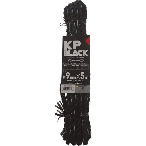 ユタカメイク ブラックKPトラックロープ9mm×5m