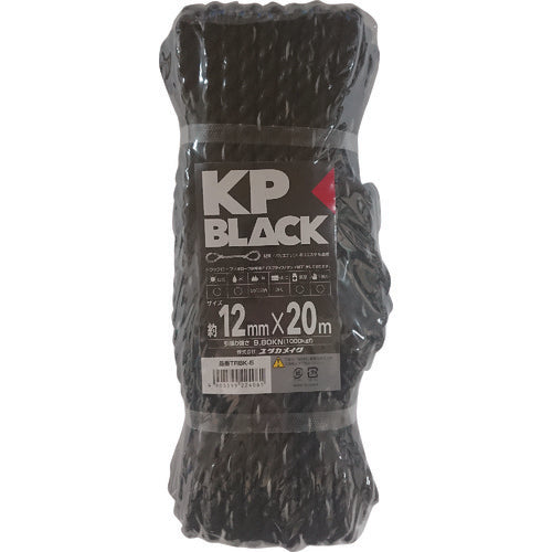 ユタカメイク ブラックKPトラックロープ12mm×20m
