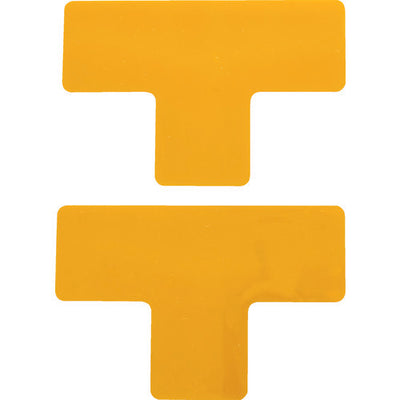 TRUSCO 耐久フロアサインズT型 Mサイズ 黄2枚（1シート）