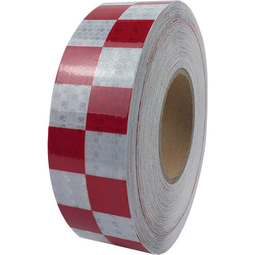 セーフラン 高輝度反射テープ 赤白格子 幅50mm×50m