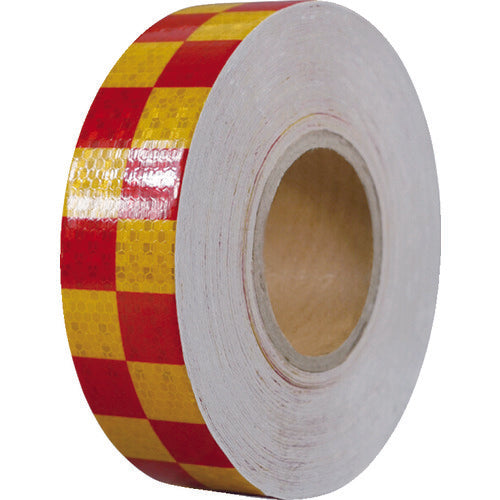 セーフラン 高輝度反射テープ 赤黄格子 幅50mm×50m
