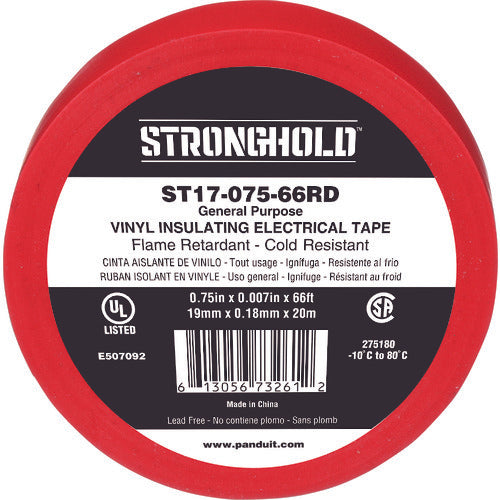 ストロングホールド StrongHoldビニールテープ 一般用途用 赤 幅19.1mm 長さ20m ST17−075−66RD