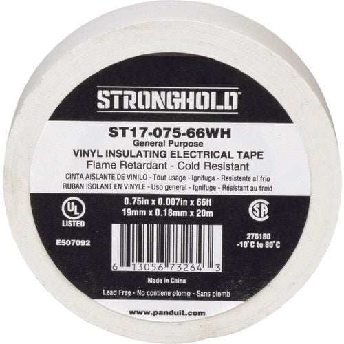 ストロングホールド StrongHoldビニールテープ 一般用途用 白 幅19.1mm 長さ20m ST17−075−66WH