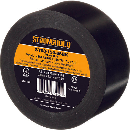 ストロングホールド StrongHoldビニールテープ 耐熱・耐寒・難燃 ヘビーデューティーグレード 黒 幅38.1mm 長さ20m ST88−150−66BK