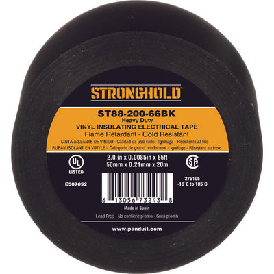 ストロングホールド StrongHoldビニールテープ 耐熱・耐寒・難燃 ヘビーデューティーグレード 黒 幅50.8mm 長さ20m ST88−200−66BK