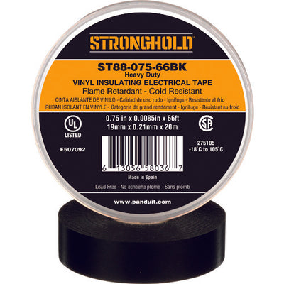 ストロングホールド StrongHoldビニールテープ 耐熱・耐寒・難燃 ヘビーデューティーグレード 黒 幅19.1mm 長さ20m ST88−075−66BL