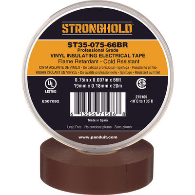 ストロングホールド StrongHoldビニールテープ 耐熱・耐寒・難燃 プロ仕様グレード 茶 幅19.1mm 長さ20m ST35−075−66BR
