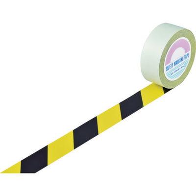 緑十字 ガードテープ（ラインテープ） 黄／黒 GT−501TR 50mm幅×100m 屋内用
