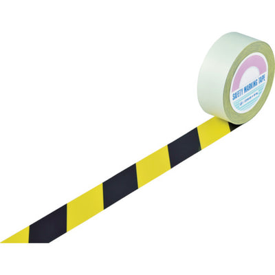 緑十字 ガードテープ（ラインテープ） 黄／黒 GT−502TR 50mm幅×20m 屋内用
