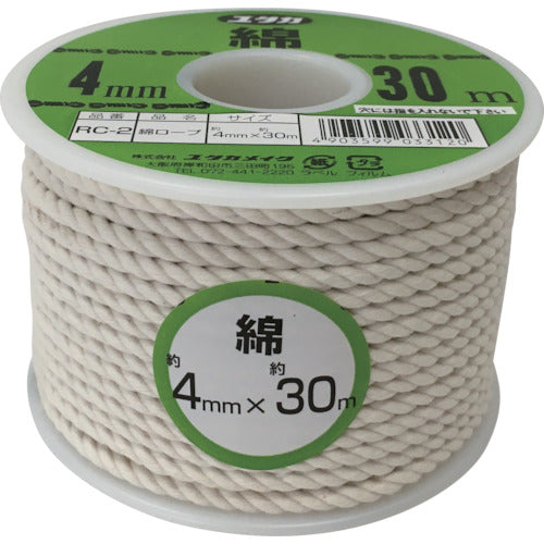 ユタカメイク ロープ 綿ロープボビン巻 4φ×30m