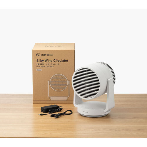 RHYTHM リズム サーキュレーター 40畳 自動首振り 小型 強力送風 衣類乾燥モード タイマー付き DCモーター 2重反転ファン ライトグレー