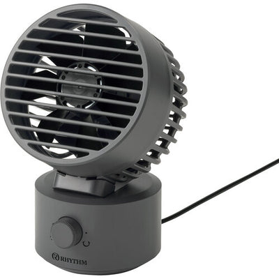 RHYTHM 卓上扇風機 静音 小型 USB給電式 自動首振り 強力 DCモーター 2重反転ファン デスクファン お手入れ簡単 Silky Wind Mini ダークグレー