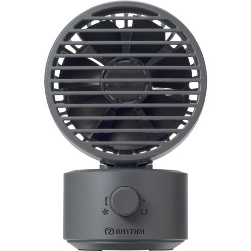 RHYTHM 卓上扇風機 静音 小型 USB給電式 自動首振り 強力 DCモーター 2重反転ファン デスクファン お手入れ簡単 Silky Wind Mini ダークグレー