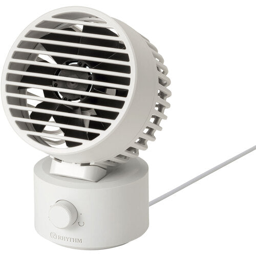 RHYTHM 卓上扇風機 静音 小型 USB給電式 自動首振り 強力 DCモーター 2重反転ファン デスクファン お手入れ簡単 Silky Wind Mini ライトグレー