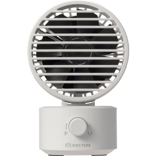 RHYTHM 卓上扇風機 静音 小型 USB給電式 自動首振り 強力 DCモーター 2重反転ファン デスクファン お手入れ簡単 Silky Wind Mini ライトグレー