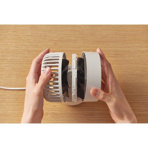 RHYTHM 卓上扇風機 静音 小型 USB給電式 自動首振り 強力 DCモーター 2重反転ファン デスクファン お手入れ簡単 Silky Wind Mini ライトグレー