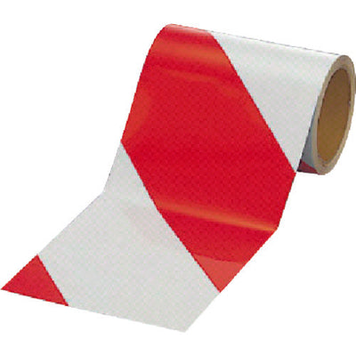 ユニット 反射トラテープ赤／白 ポリエステル樹脂フィルム 150mm幅×10m
