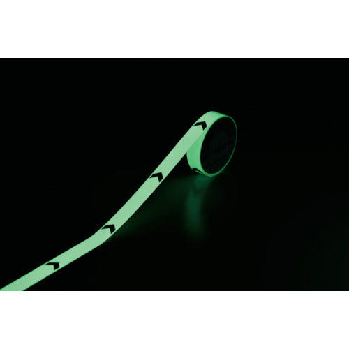 緑十字 高輝度蓄光ラインテープ（矢印付） FLAY−2510 25mm幅×10m 屋内用 PET