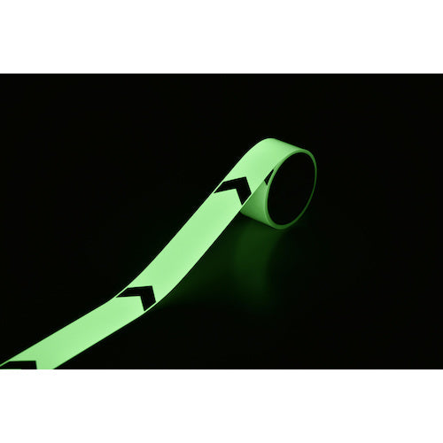 緑十字 高輝度蓄光ラインテープ（矢印付） FLAY−5010 50mm幅×10m 屋内用 PET
