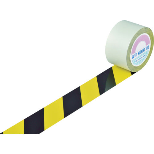 緑十字 ガードテープ（ラインテープ） 黄／黒（トラ柄） GT−752TR 75mm幅×20m