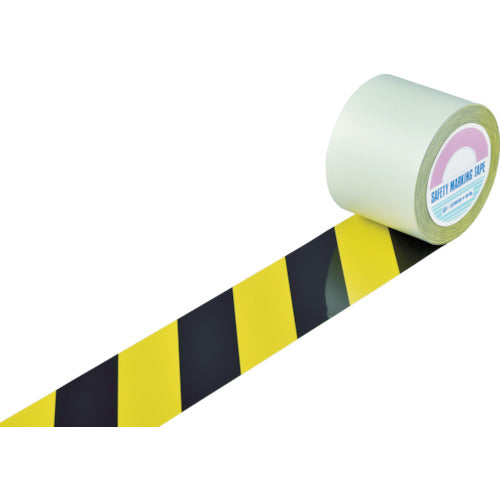 緑十字 ガードテープ（ラインテープ） 黄／黒（トラ柄） GT−102TR 100mm幅×20m