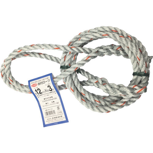 ユタカメイク 台付ロープ PE＆PP混紡ロープ 12mmX3m