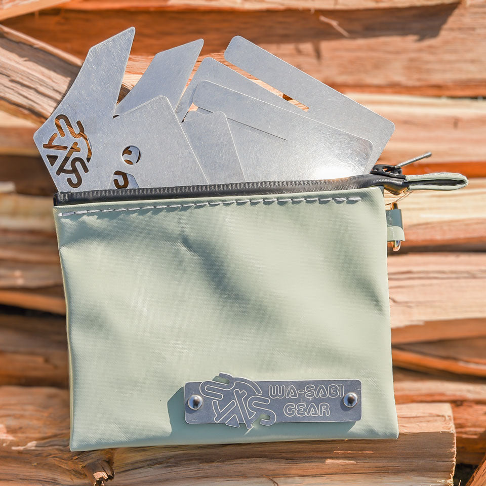 ハンドメイド防水ポーチ【袋（たい）】ネイビーxグレーファスナー W150×H110mm （WSBF-P1115-NAGR）